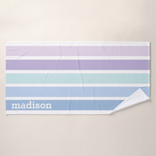 Gras Bande Purpl, Bleu et Turquoise Serviette Nom