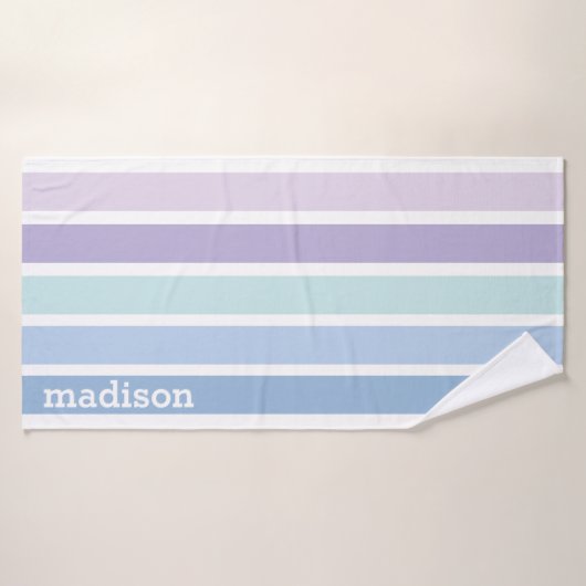 Gras Bande Purpl, Bleu et Turquoise Serviette Nom (Serviette de bain)