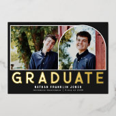 Gras Black Graduation Arch Photo Foil Invitation (Recto)