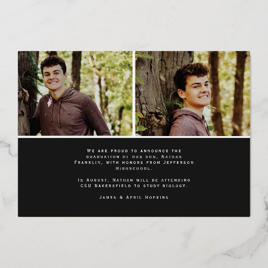 Gras Black Graduation Arch Photo Foil Invitation (Verso)