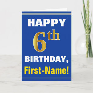 Gras, Bleu, Doré Faux 6ème Anniversaire avec Carte