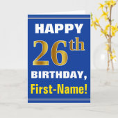 Gras, Bleu, Faux Gold 26e anniversaire avec carte (Fleur jaune)