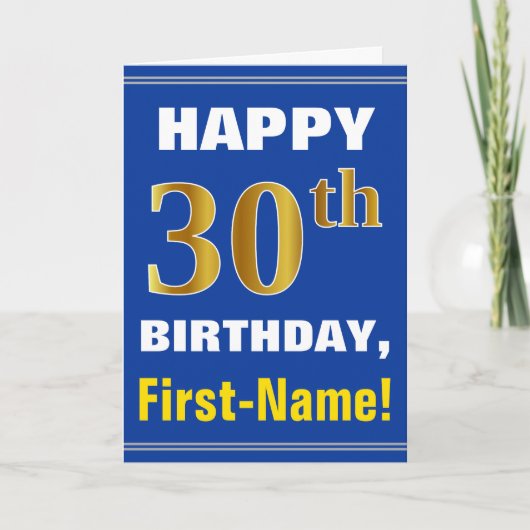 Gras, Bleu, Faux Gold 30e anniversaire avec carte  (Devant)
