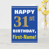 Gras, Bleu, Faux Or 31e anniversaire avec carte de (Fleur jaune)