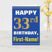 Gras, Bleu, Faux Or 33ème anniversaire avec carte  (Fleur jaune)