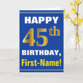 Gras, Bleu, Faux Or 45e anniversaire avec carte de (Fleur jaune)