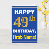 Gras, Bleu, Faux Or 49e anniversaire avec carte de (Fleur jaune)