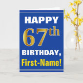 Gras, Bleu, Faux Or 67e anniversaire avec carte de (Fleur jaune)