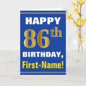 Gras, Bleu, Faux Or 86e anniversaire avec carte de (Fleur jaune)