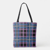 Gras bleu & Lavender Plaid Sac fourre-tout (Dos)