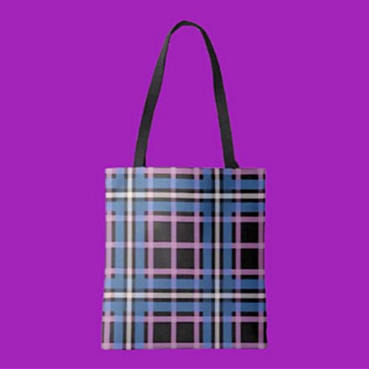 Gras bleu & Lavender Plaid Sac fourre-tout