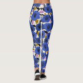 Gras Bleu rose or motifs floraux Leggings (Dos)