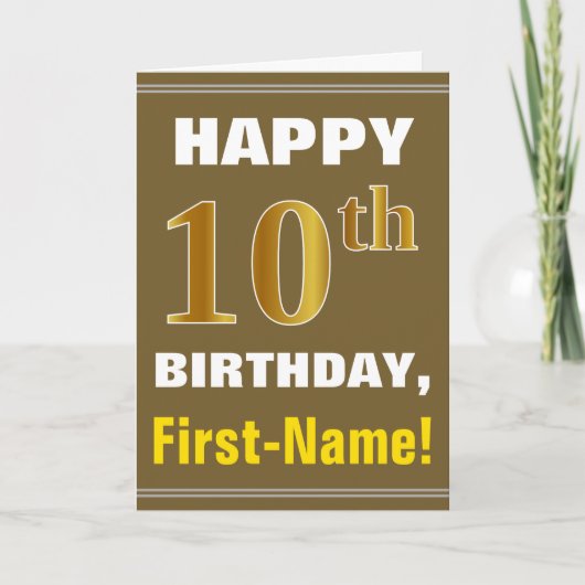 Gras, Brown, Faux Gold 10e anniversaire avec carte (Devant)
