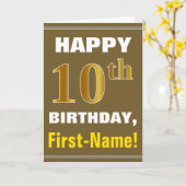 Gras, Brown, Faux Gold 10e anniversaire avec carte (Fleur jaune)