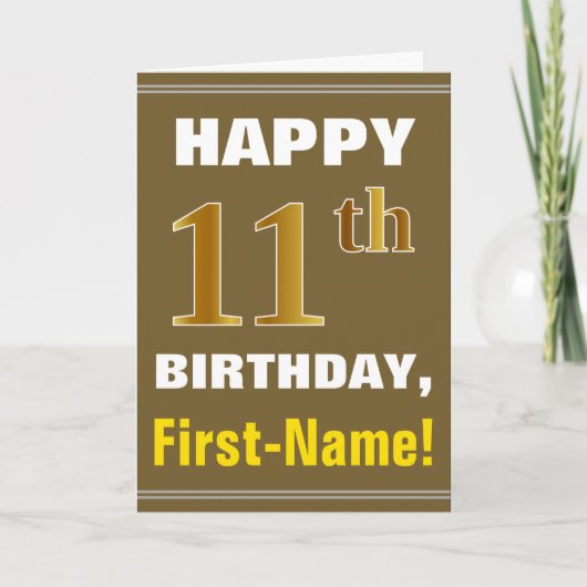 Gras, Brown, Faux Gold 11e anniversaire avec carte (Devant)