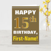 Gras, Brown, Faux Gold 15e anniversaire avec carte (Fleur jaune)