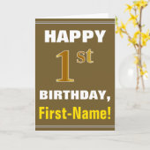 Gras, Brown, Faux Gold 1er anniversaire avec carte (Fleur jaune)