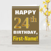 Gras, Brown, Faux Gold 24e anniversaire avec carte (Fleur jaune)