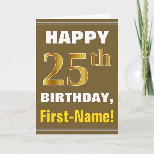 Gras, Brown, Faux Gold 25e anniversaire avec carte (Devant)