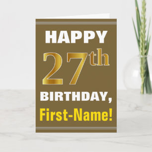 Gras, Brown, Faux Gold 27e anniversaire avec carte