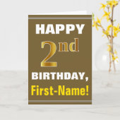 Gras, Brown, Faux Gold 2e anniversaire avec carte (Fleur jaune)