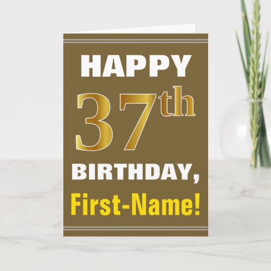 Gras, Brown, Faux Gold 37e anniversaire avec carte (Devant)