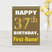 Gras, Brown, Faux Gold 37e anniversaire avec carte (Fleur jaune)