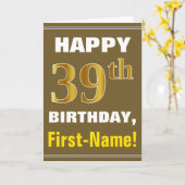Gras, Brown, Faux Gold 39e anniversaire avec carte (Fleur jaune)
