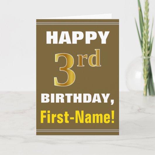 Gras, Brown, Faux Gold 3e anniversaire avec carte (Devant)