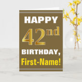 Gras, Brown, Faux Gold 42e anniversaire avec carte (Fleur jaune)
