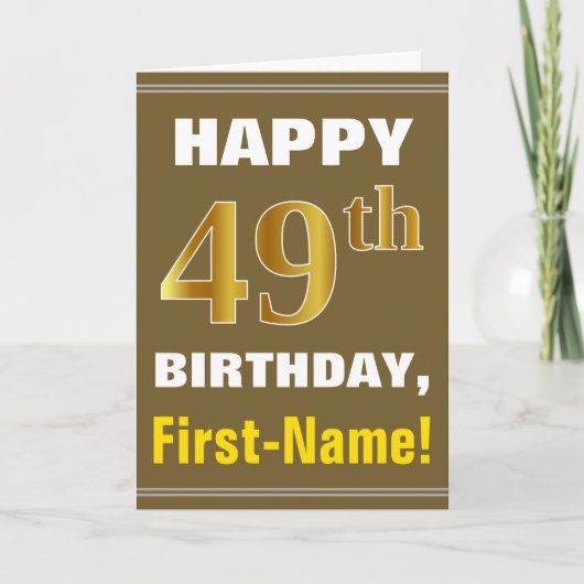 Gras, Brown, Faux Gold 49e anniversaire avec carte (Devant)