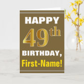 Gras, Brown, Faux Gold 49e anniversaire avec carte (Fleur jaune)