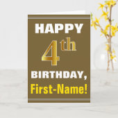 Gras, Brown, Faux Gold 4e anniversaire avec carte (Fleur jaune)