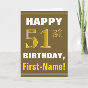Gras, Brown, Faux Gold 51e anniversaire avec carte