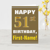 Gras, Brown, Faux Gold 51e anniversaire avec carte (Fleur jaune)