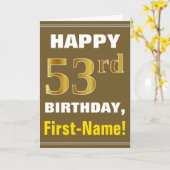Gras, Brown, Faux Gold 53e anniversaire avec carte (Fleur jaune)