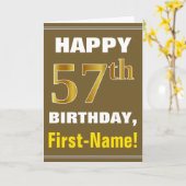 Gras, Brown, Faux Gold 57e anniversaire avec carte (Fleur jaune)