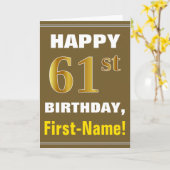 Gras, Brown, Faux Gold 61e anniversaire avec carte (Fleur jaune)