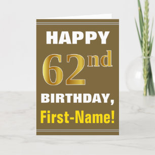 Gras, Brown, Faux Gold 62e anniversaire avec carte
