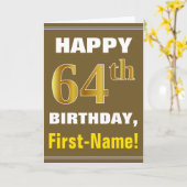 Gras, Brown, Faux Gold 64e anniversaire avec carte (Fleur jaune)