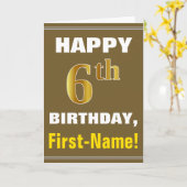 Gras, Brown, Faux Gold 6e anniversaire avec carte (Fleur jaune)