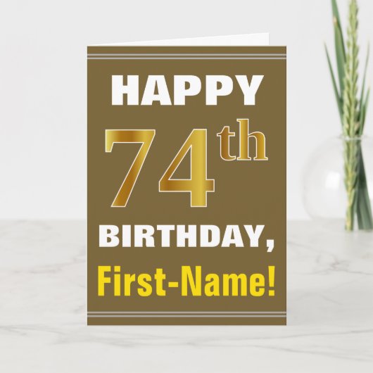 Gras, Brown, Faux Gold 74e anniversaire avec carte (Devant)