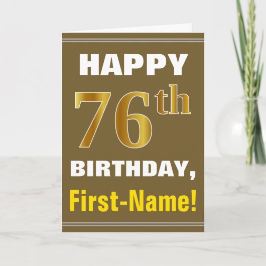 Gras, Brown, Faux Gold 76e anniversaire avec carte (Devant)