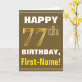 Gras, Brown, Faux Gold 77e anniversaire avec carte (Fleur jaune)