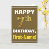 Gras, Brown, Faux Gold 7e anniversaire avec carte  (Fleur jaune)
