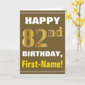 Gras, Brown, Faux Gold 82e anniversaire avec carte (Fleur jaune)