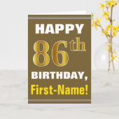 Gras, Brown, Faux Gold 86e anniversaire avec carte (Fleur jaune)