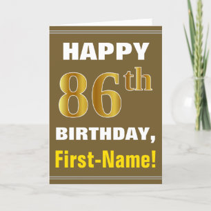 Gras, Brown, Faux Gold 86e anniversaire avec carte