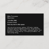 Gras Cartes de visite simples d'électricien (Dos)