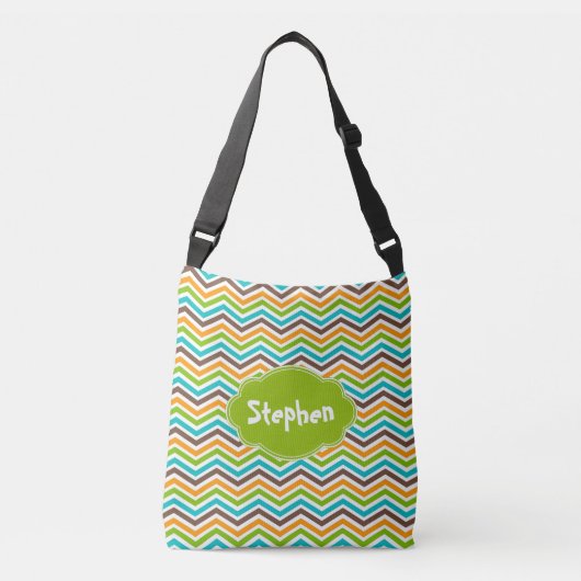Gras Chevron Stripes Customisé Ajouter un nom Sac (Devant)
